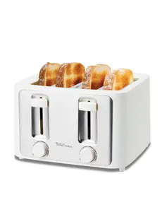 Betty Crocker 4-Slice Toaster, 1500W, Variable Toast Shade Control Dials, High Lift Feature, Cool Touch Housing, Bread Centering Guides, BC-5635W