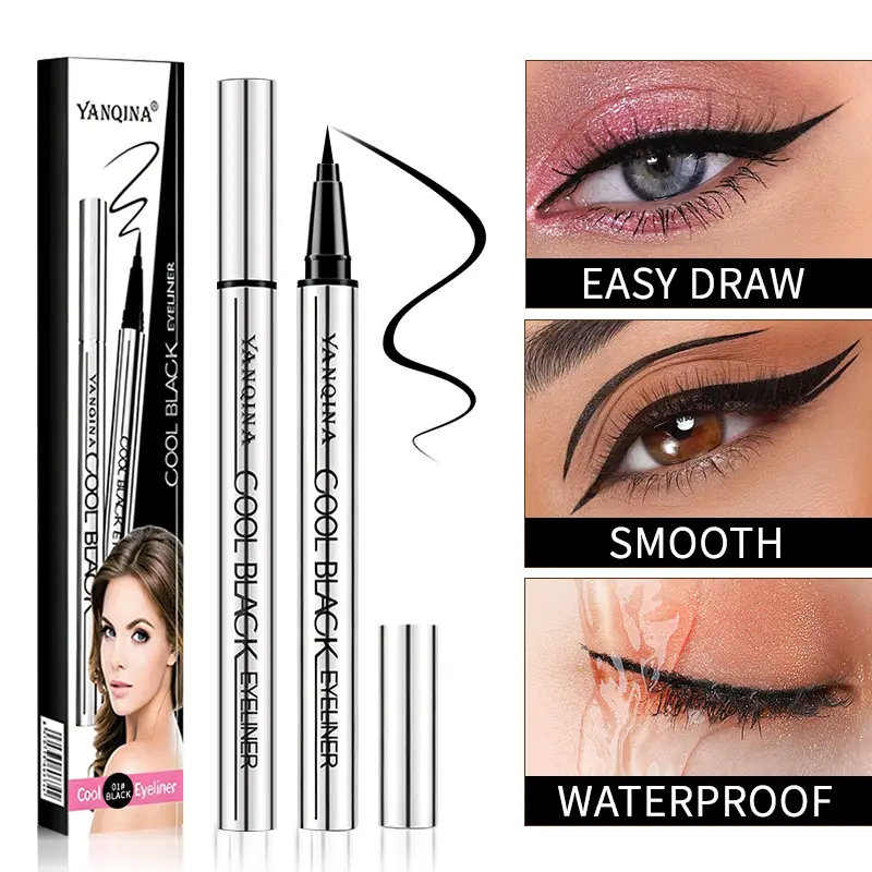 Vegan Waterproof Long-Lasting Smudge-Proof Creamy Gel Eyeliner Pen, Jet Black Matte Eye Makeup Cosmetic with Silky Smooth Lightweight Texture, Eyeliner Pencil Alternative Resistant to Powder & Oil, Waterproof Eyeliner