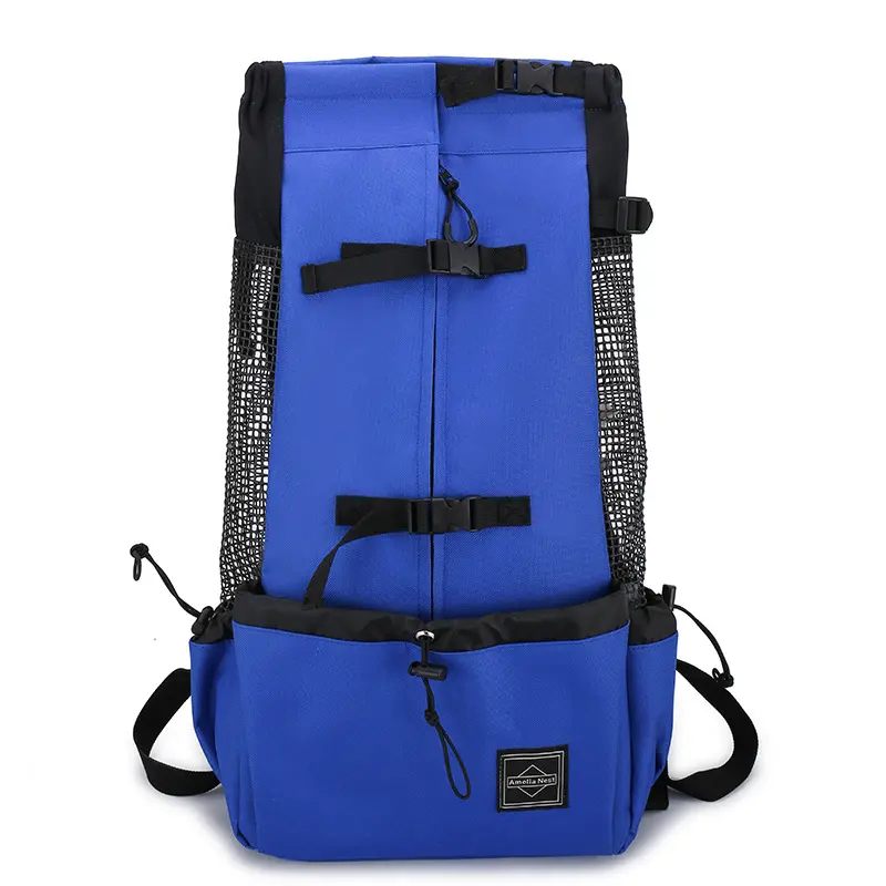 Red Polyester Solid Backpack-Style Dog Carrier Bag - Double Shoulder Straps, Medium Hardness, Plain Design, Easy Transport Outdoor Pet Accessory for Outdoor Adventures, Backpack-Style Carrier, All Seasons