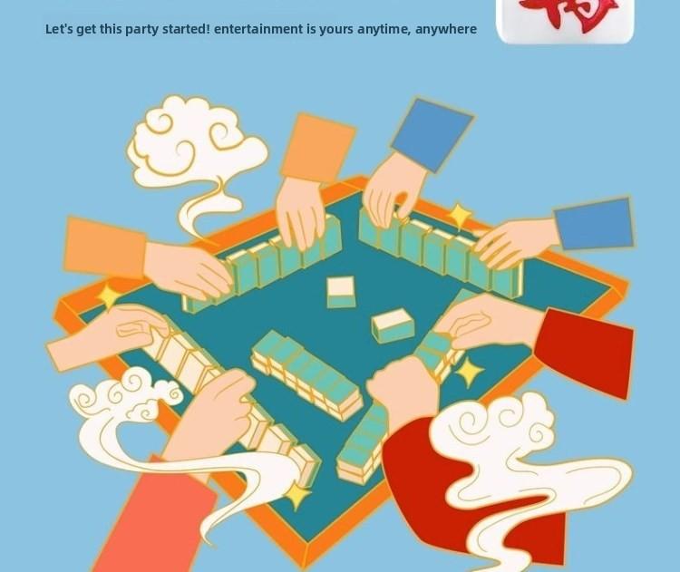 Hand-Cranked Mahjong 108 Large Tiles Set for Home Use, Extra Large Family Set in Six Colors