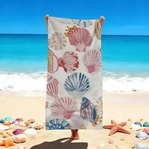 1 PC Colorful Seashell Pattern Beach Towels - Functional for Beach and Swimming Adventures Quick-drying, water-absorbent, lightweight, anti-sand-sticking, can be used as a travel towel, suitable for swimming pools, spas, Multifunctional Towel