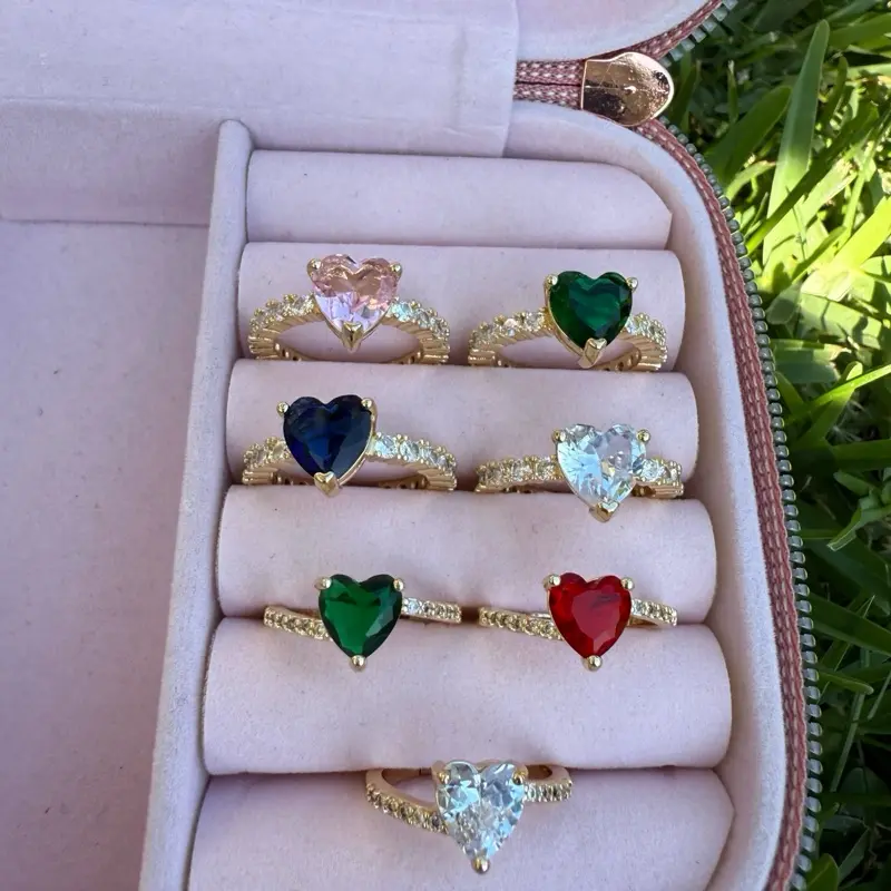 Adjustable Heart Ring for Her with Heart Stone Promise-Engagements