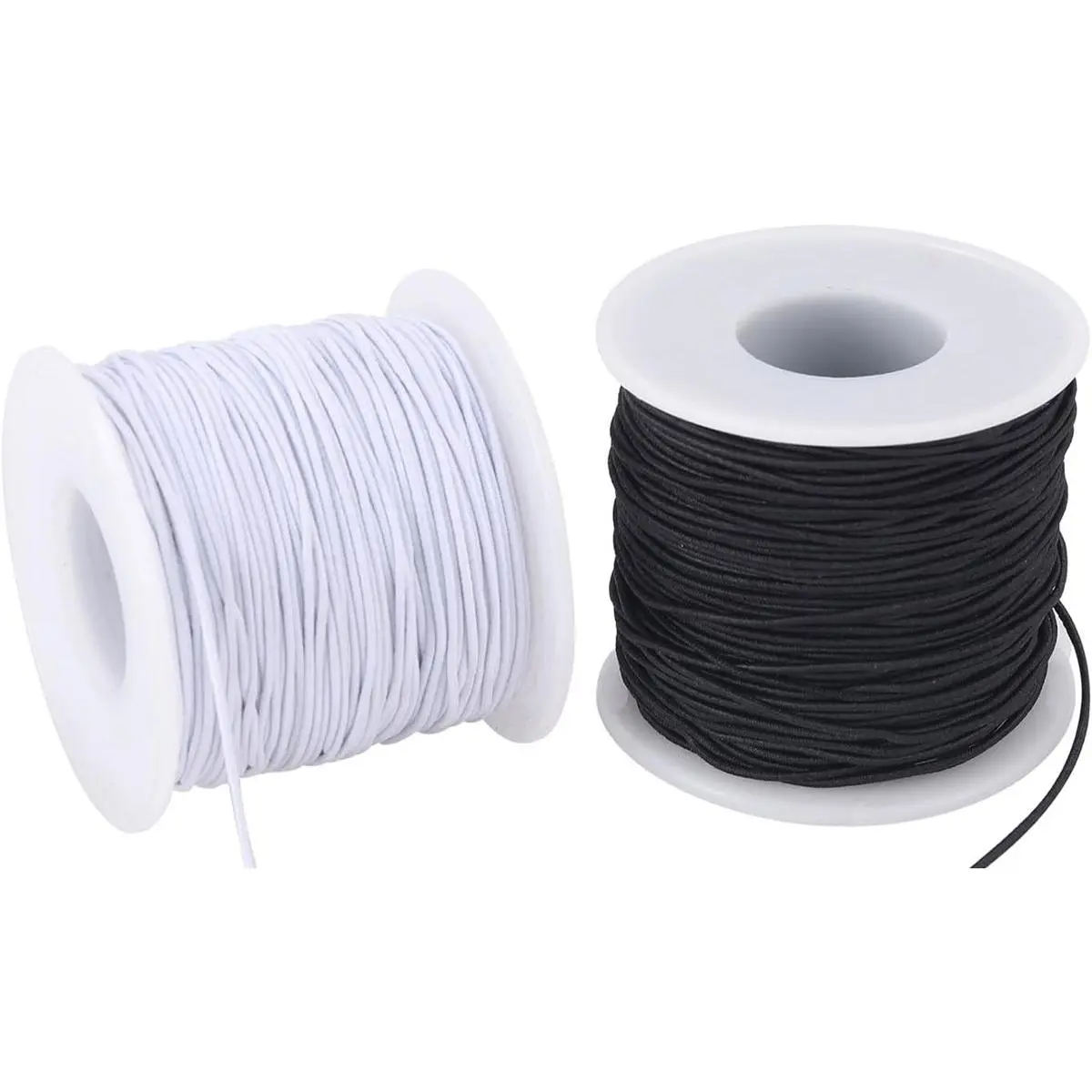 Stretchy String for Bracelets, 2 Rolls 0.8mm,1 mm,1.2mm,330 Feet Sturdy Elastic String Cord for Jewelry Making, Necklaces, Beading and Crafts (White Black (1.0mm))