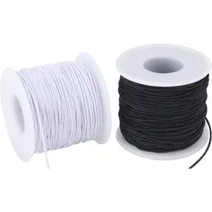 Stretchy String for Bracelets, 2 Rolls 0.8mm,1 mm,1.2mm,330 Feet Sturdy Elastic String Cord for Jewelry Making, Necklaces, Beading and Crafts (White Black (1.0mm))
