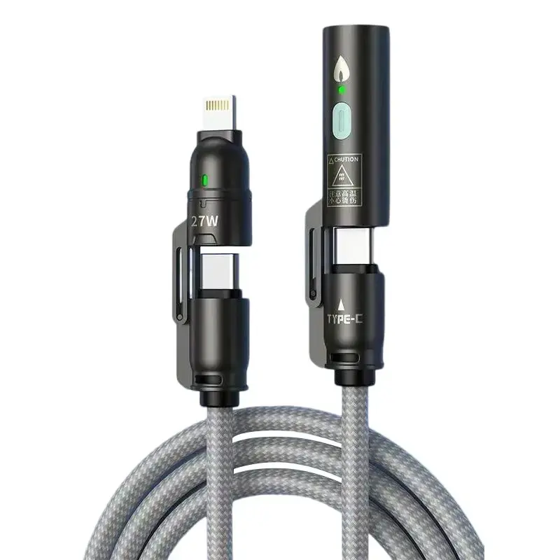 240W 3-in-1 Fast Charging Coiled Cable, USB-A, Lightning & Dual Type-C, 5FT Nylon Braided, 480Mbps Data Sync Charger Cord for MacBook, iPhone 16/15/14/13 and Android Phones