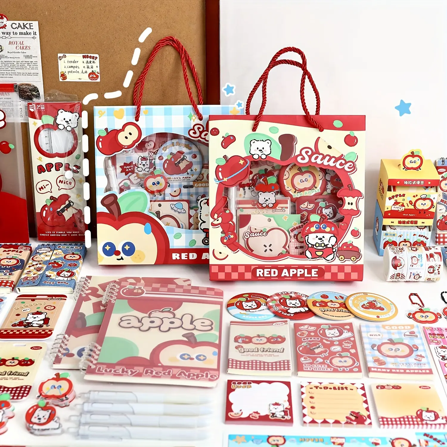 Cute Apple Theme Stationery Gift Set, Office Learning Supplies Box, School Supplies, Aesthetic School Supplies, Writing Study Gifts, Halloween Christmas Reading Presents, Learning Materials, Classroom Supplies