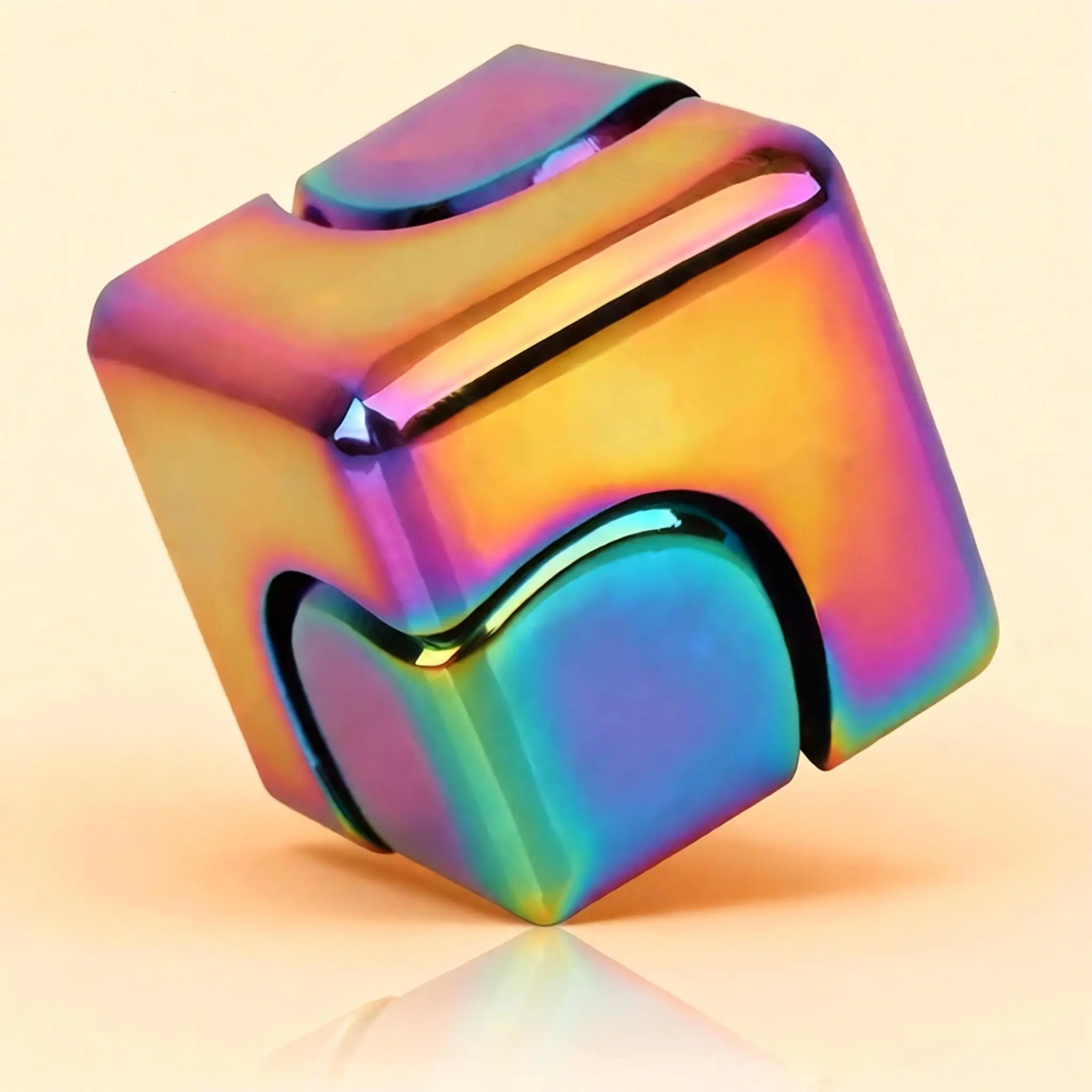 Metallic Alloy 4-in-1 Rubik's Cube Fidget Spinner, Unisex Stress Relief Focus Toy for 12+ Years Old ADHD Sufferers, Colorful Finger Top Desk Toy