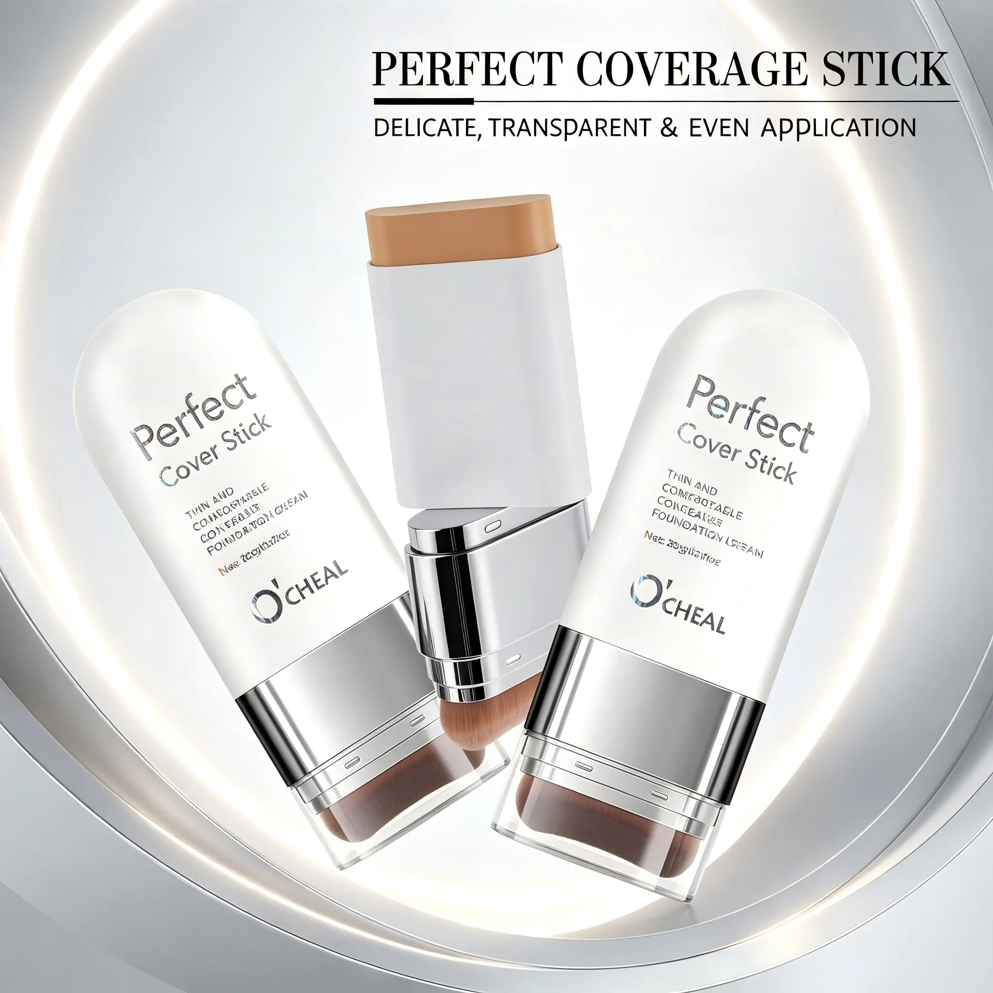 O’CHEAL The Eraser 2-in-1 Foundation & Concealer Stick with Built-In Brush, Buildable Natural Coverage, Lightweight Non-Caking Finish, 15g, 5 Shades glow not dry cosmetic moisturizer hydrate moisture acne mark cover