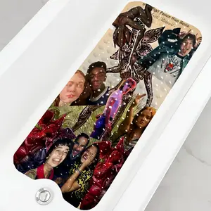 Stranger Things character puzzle poster bath mat, suitable for bathtubs, laundry rooms, bedrooms, kitchens, and home décor.