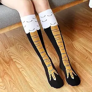NANAGO Novelty Crazy Funny Chicken Legs Feet 17.7in Mid-Calf Turkey Socks, Funny Gifts For Party Novelty Socks For Women 6-10 Outfit Casual Womenswear Comfortable Everyday Style