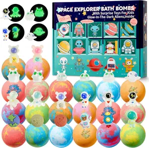 20 Pack Galaxy Bath Bombs for Kids with Space Explorer Toys, Cosmic Adventure Kids Bath Bombs with Astronauts, Rockets, Planets & Glow-in-The-Dark Aliens Inside,End-of-School Year Gifts