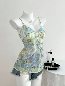 Meghana Women's Vacation Casual Retro Pattern Camisole