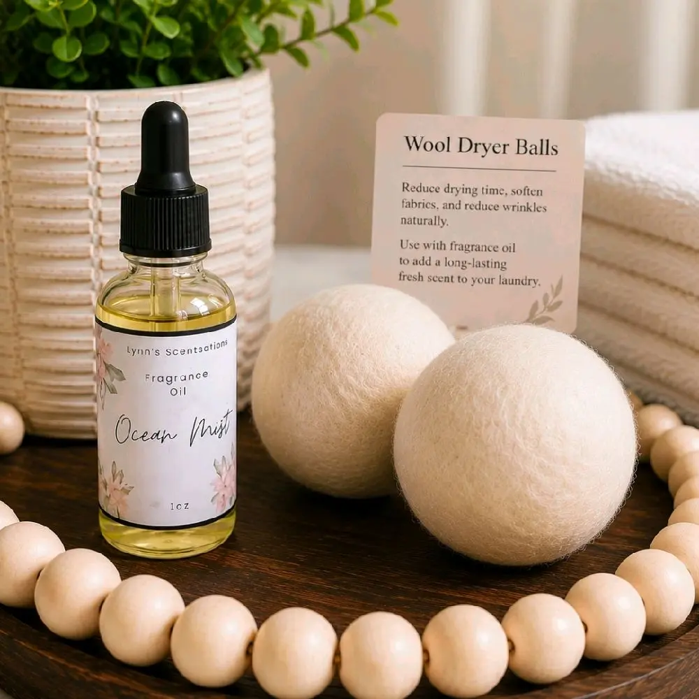 Dryer Balls Set of 2 With 1 oz Fragrance Refill