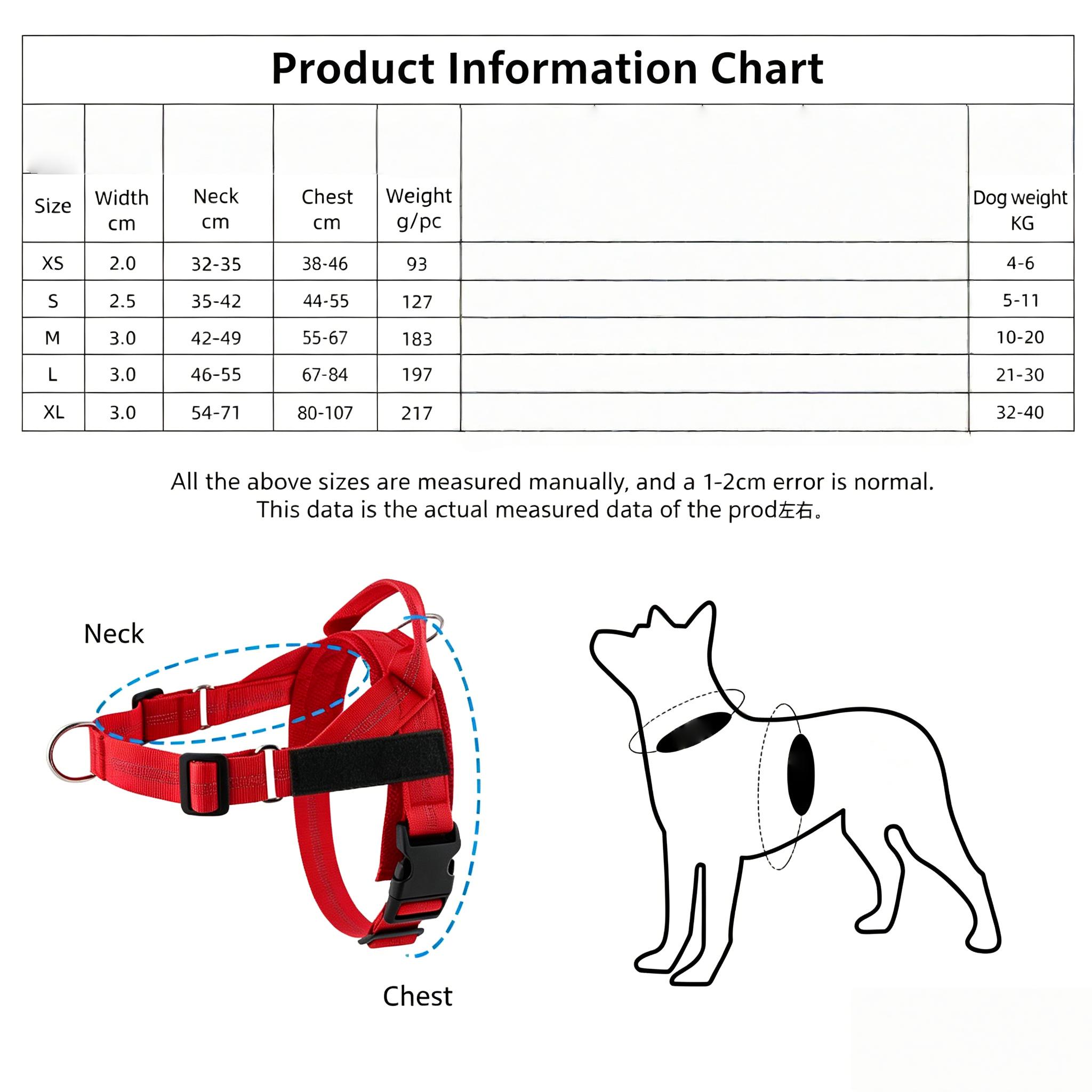 Dog Comfortable Harness - Easy to Fit No-Pull Design Safe Secure and Comfortable Ideal for All Dogs - Resistant Lightweight Straps - Adjustable Straps for Perfect Fit