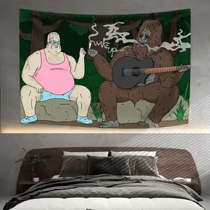 Humorous Cartoon Orangutan Wall Tapestry -  Hanging Art for Bedroom, Living Room, Office - Home and Dorm Decor