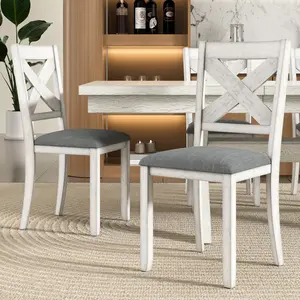 VECELO Dining Chairs Set of 2/4/6, Solid Wood Frame Kitchen Seat, Armless Upholstered Chair with Solid Rubber Wood Legs for Dining Room,Kitchen