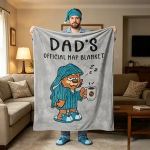 Dad Gift Flannel Blanket, Soft Cozy Warm Throw for Sofa Couch Naps, Father's Day Birthday Christmas Gift for Dad Husband Grandpa, From Daughter Son, Adults and Children, Kid-Friendly Family Home Decor