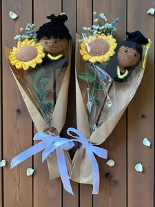 Crochet Graduation Bouquet: Handmade Flower Gift with Bear/Boy/Girl