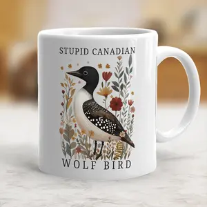 Stupid Canadian Wolf Bird Pottery Mug, Heated Movie Rivalry Mug, Hollander Rozanov Mug, LGBT Hockey Romance Mug- scs16527  Classic Drinkware Stylish