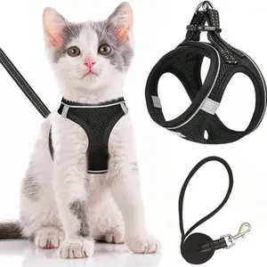 Cat Walking Harness and Leash Set, Escape-Proof Soft Adjustable Cat Vest with Control Handle, Breathable Reflective Jacket in XS Size, Safety Harnesses