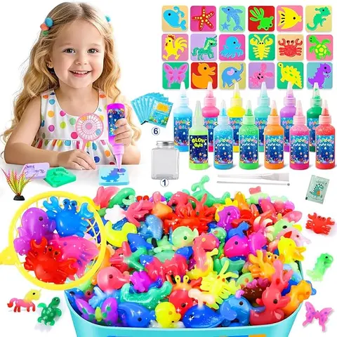 Christmas Gift Magic Water Elf Toy Kit, 12 Colors 18 Molds 6 Pack Powder Aqua Fairy Water Gel Kit for Kids, Squishy Maker Set Crate Your Own Water Pets Craft Kits for Kids Gifts for Boys & Girls