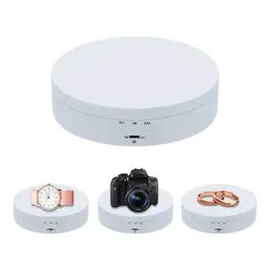 Mcbazel 360 Degree Rotating Display Stand, 5.4 Inches Electric Rotating Turntable with Low Noise for Jewelry/Photography Products/Watch/Cup and ect - The Load-Bearing Capacity is About 3kg(White)
