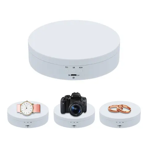 Mcbazel 360 Degree Rotating Display Stand, 5.4 Inches Electric Rotating Turntable with Low Noise for Jewelry/Photography Products/Watch/Cup and ect - The Load-Bearing Capacity is About 3kg(White)