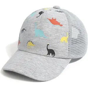 P-KCP019     Toddler Baseball Cap Baby Cap Sun hat Print Dinosaur Pattern and Solid Color hat Kids boy Girl Age 0-8t