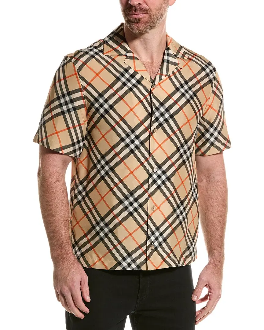 Burberry Check Oversized Silk Shirt