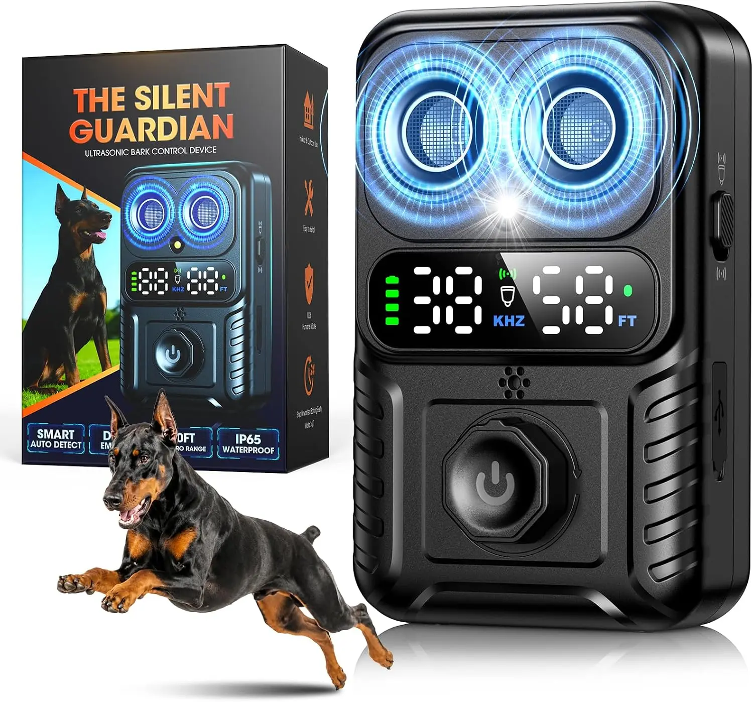 Automatic Bark Box,Smart Dog Bark Deterrent Device,Anti Barking Device for Dogs Stop Neighbor’s Dog Barking,Ultrasonic Bark Control Box with 2X Emitters