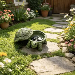 Turtle Key Storage Box with Lid, Hidden Keys and Small Items, Decorative Turtle Box, Outdoor Use, Garden Lover Gift, Statue Option
