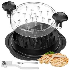 Chicken Shredder, Chicken Shredder Tool Twist Large Meat Shredder for Chicken Breast Pork Beef, Visible Lid, Ergonomic Handle, Anti-Slip & Dishwasher Washable, Black
