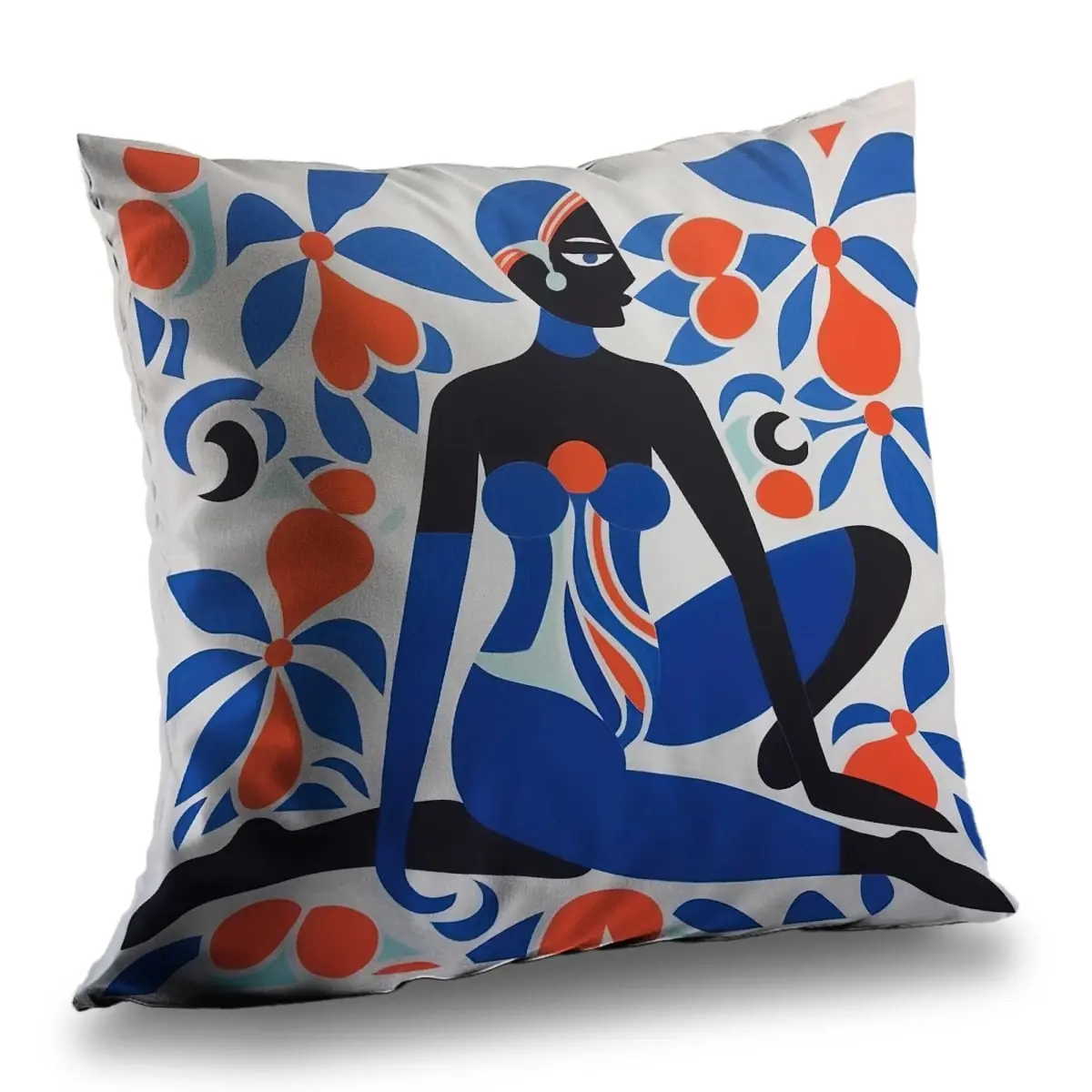Begin Home Decor C1PC1414PZC4WH 14 x 14 in. Beautiful Posture - Shapes Red Poly Twill Throw