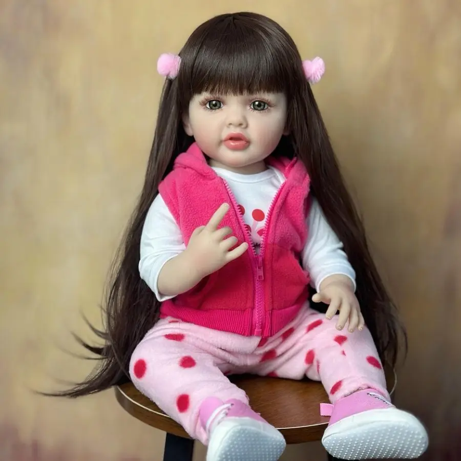 BZDOLL 55cm 22inch Full Body Vinyl Reborn Baby Doll Lifelike Newborn  Girl Birthday Gift Lovely Bath Toy Soft Silicone Reborn Doll with Washable Feel