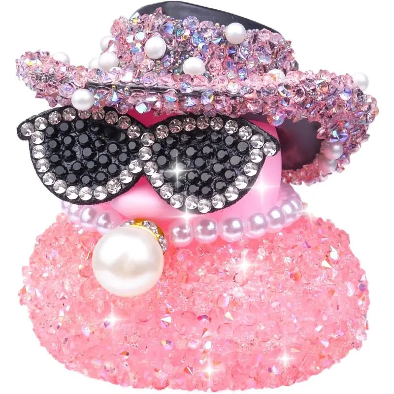 Diamond Rubber Duck Car Ornaments Funny Office Gifts Rhinestones Duck Cars Dashboard Decorations for Jeep Cool Car Accessories