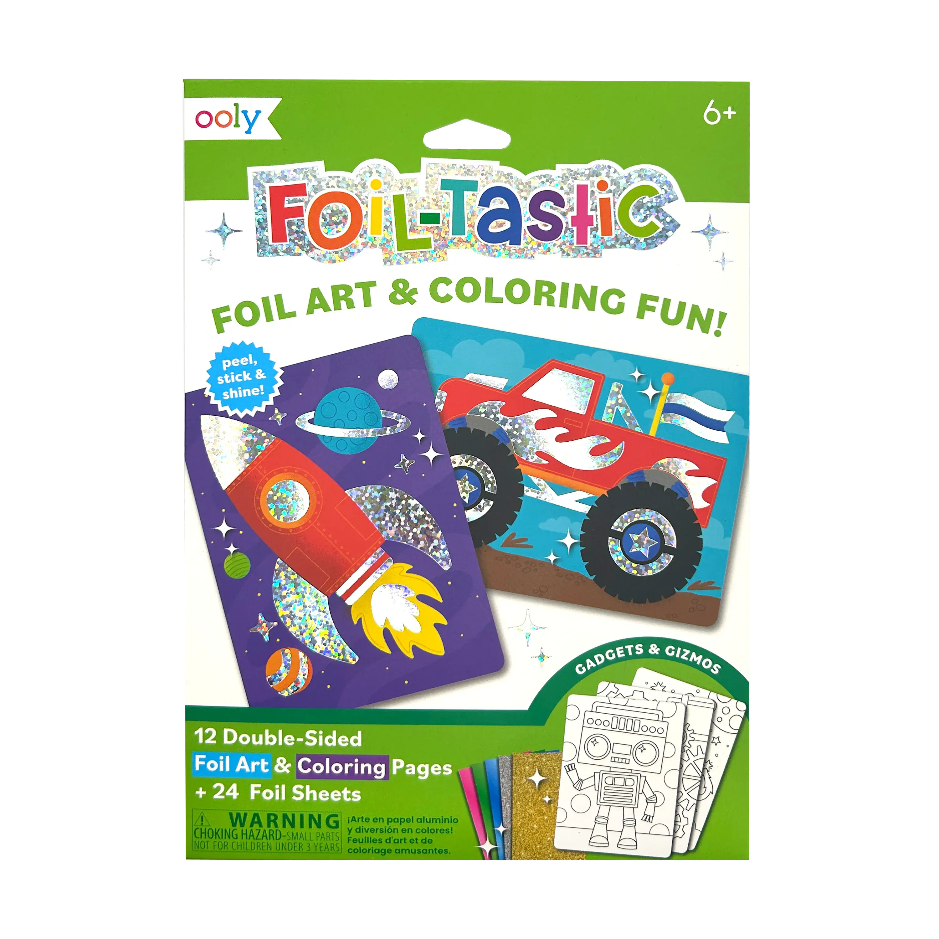 Foil-tastic Foil Art & Coloring Set - Gadgets & Gizmos - 12 Pages 24 Foil Sheets