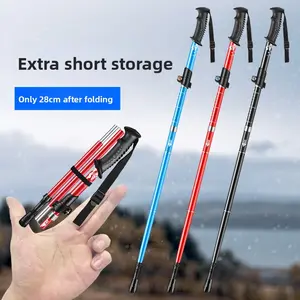 Hiking stick folding professional outdoor hiking stick aluminum alloy five-section climbing crutches ultra-light retractable walking stick
