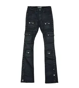 Vicious - STACKED WAXED STUDDED WARRIOR DENIM BLACK - VC671