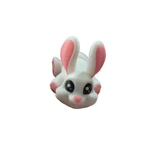White Bunny Fidget Toy – 3D Printed Articulated Rabbit, Easter Desk Toy Keychain or Magnet