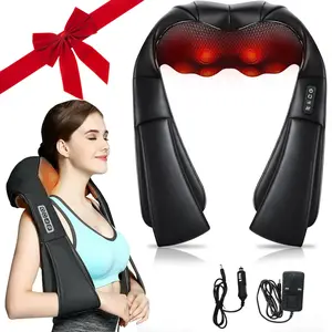 Us Plug Heated Neck & Shoulder Massager, Electric Back Massage Device, Deep Tissue 3D Kneading Pillow, Ideal Gift for Relaxation