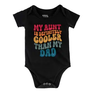 My Aunt Is Definitely Cooler Than My Dad Baby Bodysuit Funny Babys Short Sleeve Onesies Romper for Infant Newborn Boys Girls Soft Casual Outfit with Snap Closures for Easy Diaper Change