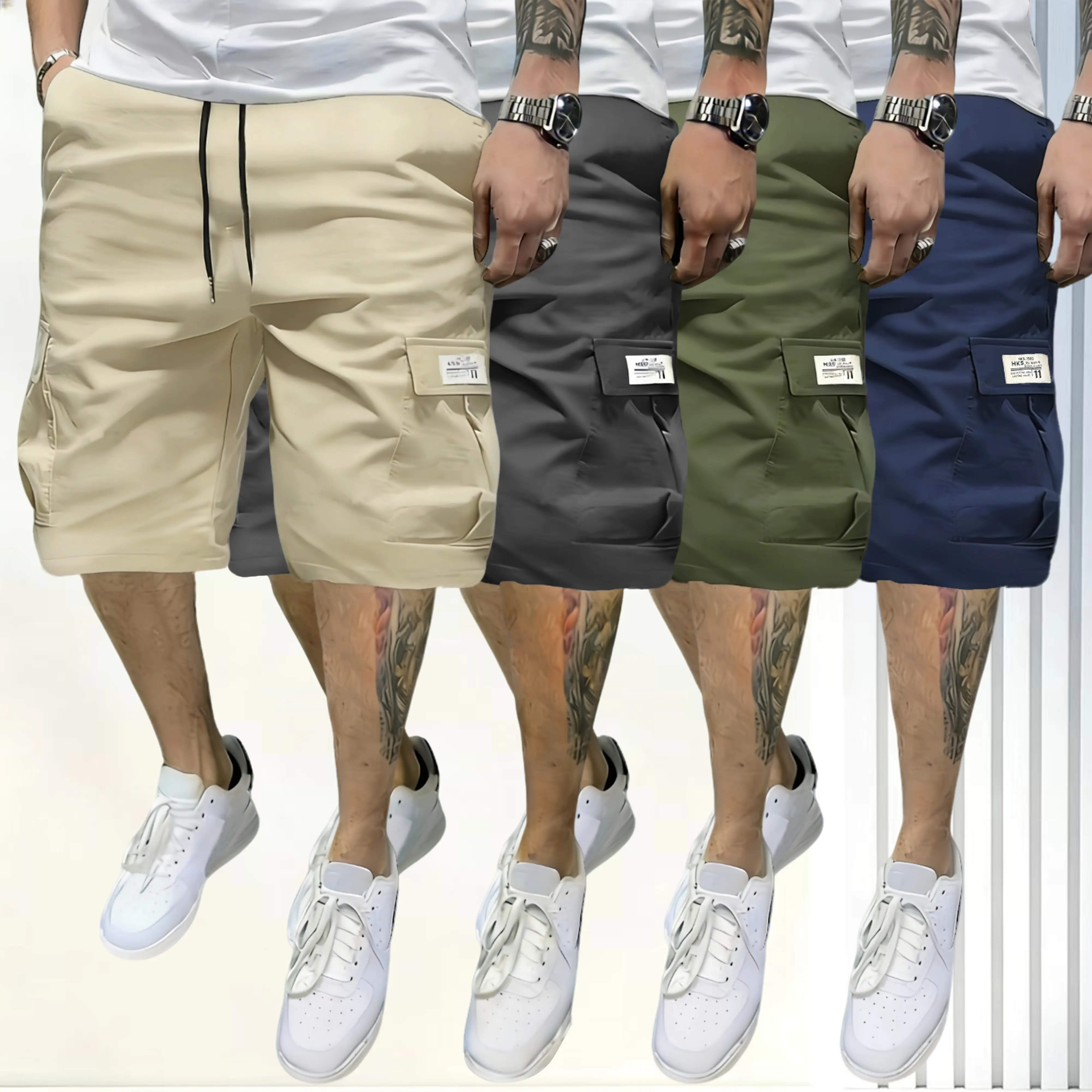 Khaki + Dark Gray + Army Green + Dark Blue