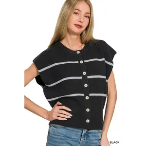 Zenana Striped Viscose Sweater Vest