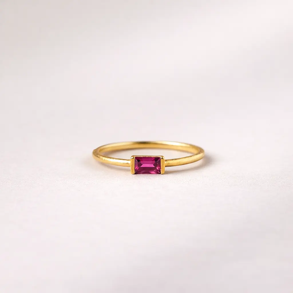 Baguette Birthstone Ring Gift, Birthstone Customized Ring, Dainty Birthstone Baguette Ring, Birthday Gemstone Ring, Birthstone Keepsake Ring