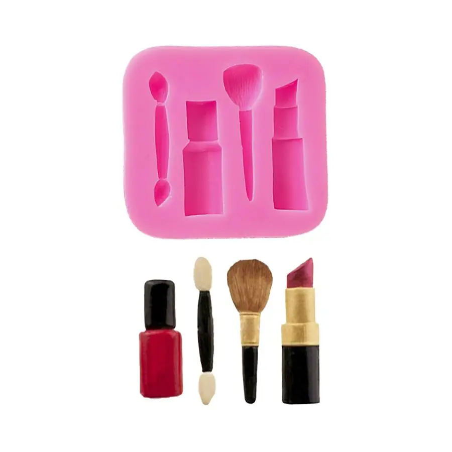 Silicone Cake Mold, 1 Count Mini Cosmetics & Styling Tools Shaped Reusable Chocolate Mold, DIY Cake Decorating Baking Tool for Home Kitchen, Silicone Molds, Non Toxic Bakeware