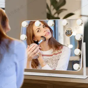 Hollywood Vanity Mirror With Lights Lighted Makeup Mirror With Detachable 5X Magnification Vanity Mirror With Lights Smart Touch Control 3 Color Modes USB Charging Port Touch Control 360°Rotation