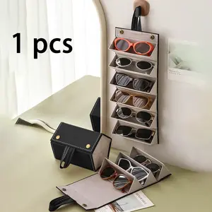 Portable Modern Sunglasses Organizer, 2/3/4/5/6-Grid Travel Glasses Case, Space-Saving Eyeglasses Storage Box, Hanging Holder for Home & Travel