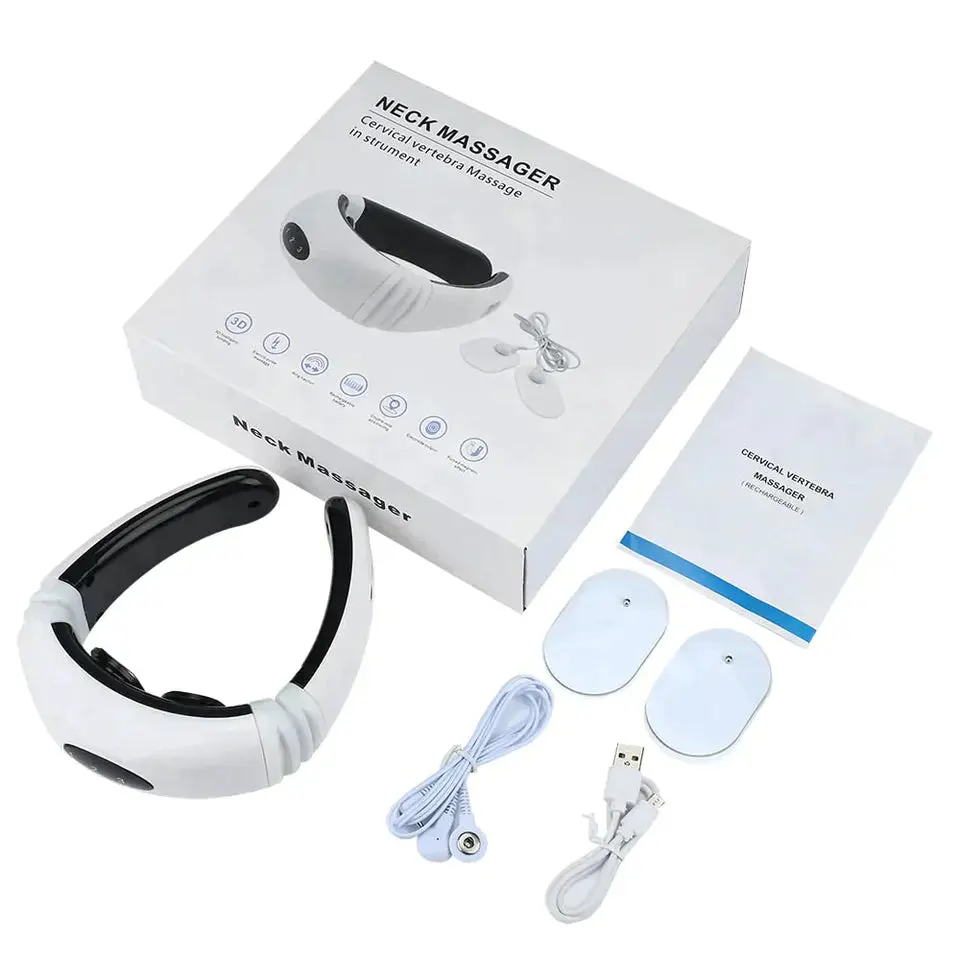 Adjustable Electric Neck Massager with Magnetic Effect, Heat & Traction for Neck Pain, Shoulder, Headache, Dizziness, Fatigue Relief - AAA Battery Powered - Comfort