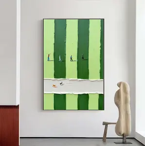 [UNFRAMED POSTER] Vintage Golf Oil Painting Print: Green Golf Course, Dogs & Players