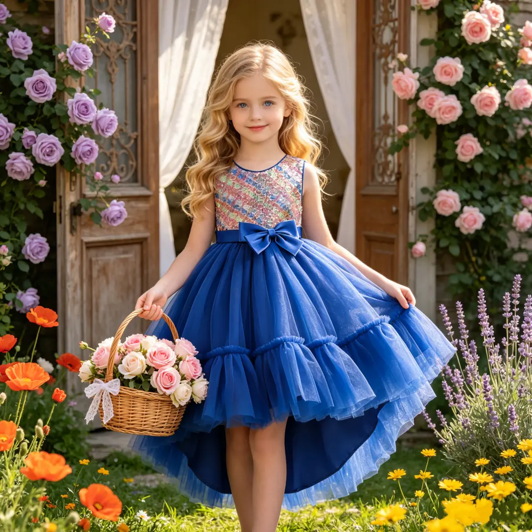 5386 Puffy Princess Dresses Kids Girl Tulle Dress Ball Gown Birthday Party Wedding Pageant Birthday Party Dress